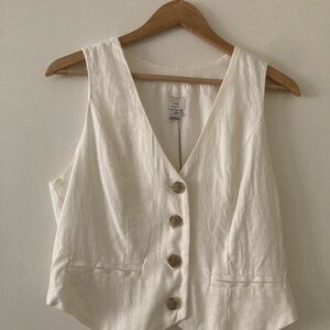 a new day Women's Ivory Button-Front Vest